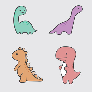 vector illustration with cute dinosaurs