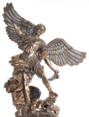 Archangel Michael bronze statue isolated