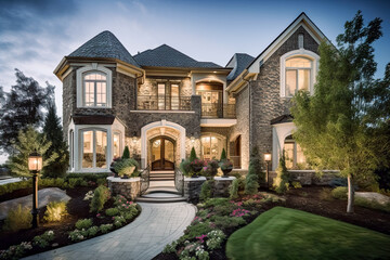 Beautiful Fancy Home Exterior. Generative Ai.  luxury, modern, contemporary, and traditional. 
