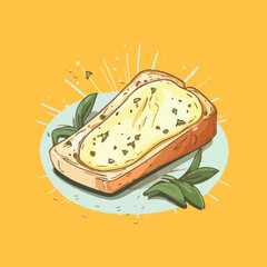 Garlic Bread Vector Illustration