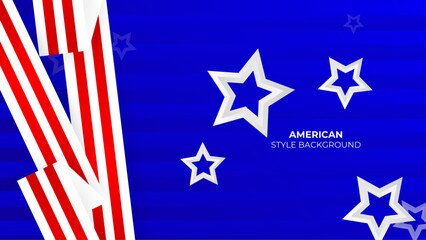 Blue background with red and white ribbon. American style background.