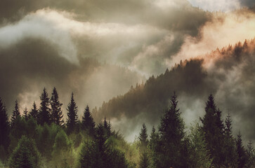 Misty mountain landscape