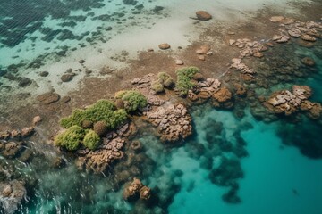 Naklejka na ściany i meble An aerial shot of a coral reef Generative AI