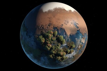 Fototapeta na wymiar An artist's rendering of a terraformed Mars Generative AI