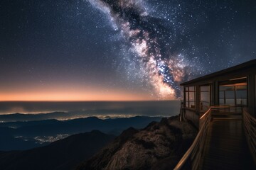 Fototapeta na wymiar The Milky Way seen from a mountaintop observatory Generative AI