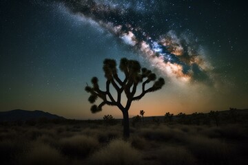 A starry night sky over a desert landscape Generative AI