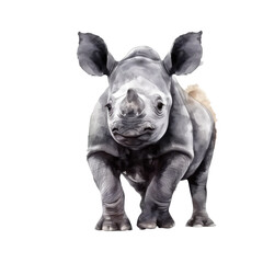 Fototapeta na wymiar watercolor baby Black rhinoceros isolated on transparent, ai generated