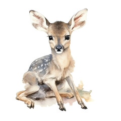 watercolor baby Duiker isolated on transparent, ai generated