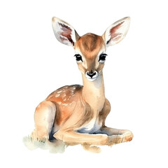 watercolor baby Impala isolated on transparent, ai generated