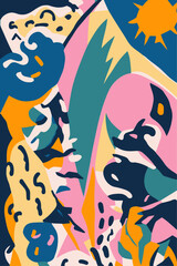 The Summer Sun's Fiery Glow - "Dive into a colorful world with this illustration collection inspired by iconic paper-cutting art, challenging the creative possibilities of paper and scissors."