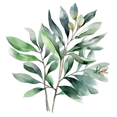 watercolor plants isolated on transparent, ai generated
