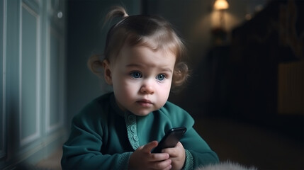 Ein Mädchen spielt mit dem Smartphone, ai, generative, generative ai, generativ