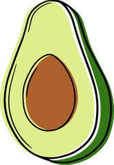 Illustration of a ripe avocado in a linear style.
