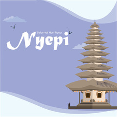 Bali's Day Of Silence And Hindu New Year Vector Illustration fit for Poster Banner and Template, Indonesian nyepi day, hari raya nyepi