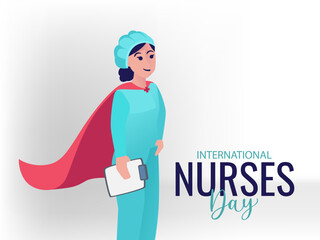 International Nurses Day Design on 12th May. Nurse as a Super hero character illustration