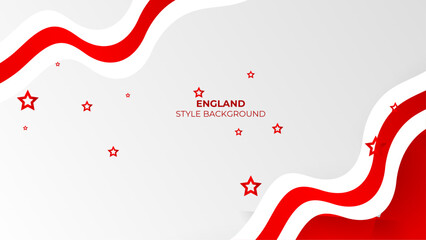 Abstract wave england style background with red and white color