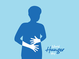 World Hunger Day Design. attention to the global food crisis with people starving pose silhouette - obrazy, fototapety, plakaty