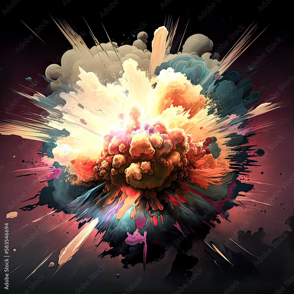 Poster the image depicted a powerful explosion. - generative ai.