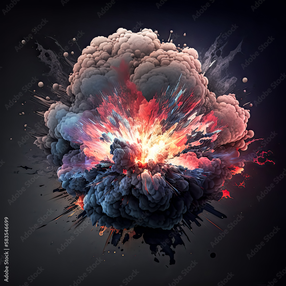 Poster a descriptive image of an explosive event was created by an artificial intelligence system - generat