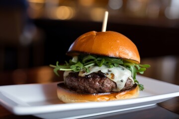 Delectable Gourmet Burger Collection - A Symphony of Flavors in a Modern High-End Restaurant