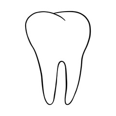 Tooth hand drawn icon. Dentistry item isolated on white background. Vector illustration.