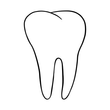 Tooth hand drawn icon. Dentistry item isolated on white background. Vector illustration.
