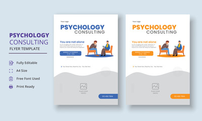 Psychology Counseling Flyer, Psychology therapy Flyer, Mental Health Awareness Flyer Template