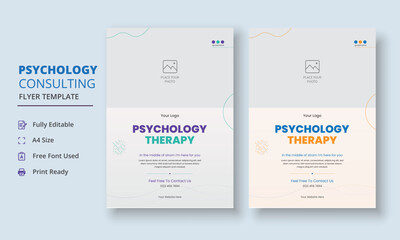 Psychology Counseling Flyer, Psychology therapy Flyer, Mental Health Awareness Flyer Template