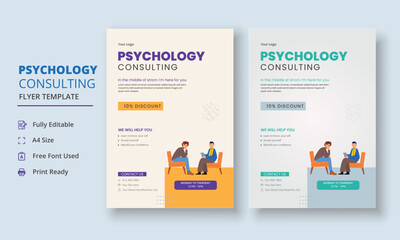 Psychology Counseling Flyer, Psychology therapy Flyer, Mental Health Awareness Flyer Template