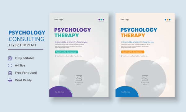 Psychology Counseling Flyer, Psychology therapy Flyer, Mental Health Awareness Flyer Template