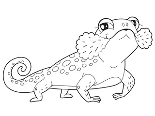 ?hildren's coloring book cute desert animal character big - eared lizard