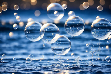 soap bubbles over water created with Generative AI technology