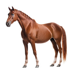brown horse isolated on white - obrazy, fototapety, plakaty