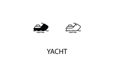 Obraz premium Yacht icons with 2 styles outline icon, glyph icon, vector stock.