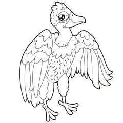 Simple children's coloring book cute desert animal character vulture
