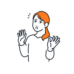 びっくりする若い女性のシンプルなベクターイラスト素材