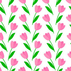 Seamless pattern pink tulip vector illustration