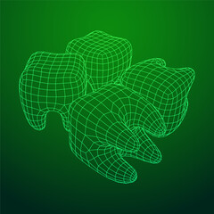 Tooth protection of enamel. Wireframe vector.