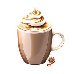 Cappuccino cup isolated on transparent background. Generative AI