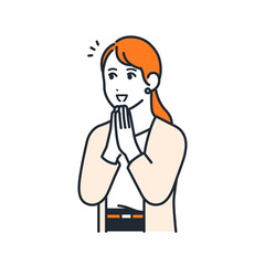 感心する若いビジネスウーマンのシンプルなベクターイラスト素材