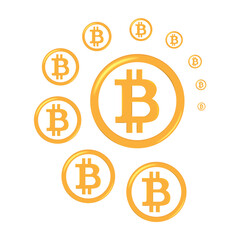 Bitcoin cryptocurrency illustration. The concept of online earnings.