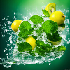 Lemon in water splash