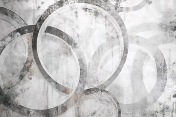 Fototapeta na wymiar White abstract background with white circle rings in faded distressed vintage grunge texture design, old geometric pattern paper in modern art design, Generative AI