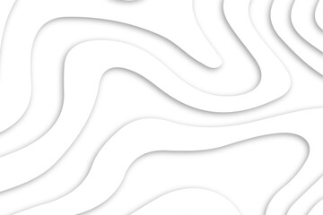 Naklejka premium Abstract wavy white curve lines with shadow and topography map concept.