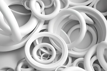 White rings abstract pattern for web template background, brochure cover or app. Material style. Geometric 3D illustration. , Generative AI