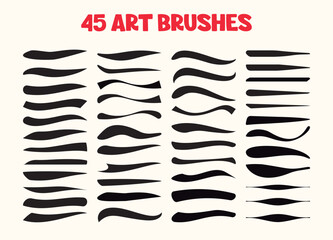 45 vector set of art brushes for illustrations. The brushes used are included in the paintbrush palette.