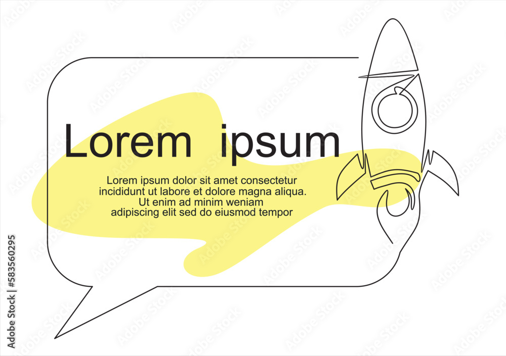 Aufkleber continuous one line drawing of rocket launch, ship. continuous line drawing. startup business. vecto