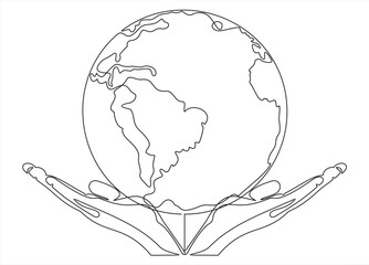 A drawing of the earth in the palm of your hand