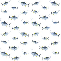 Vector illustration of fish on a white background. Seamless pattern.
