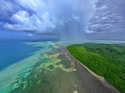 Rainy tropical weather over the Palau islands